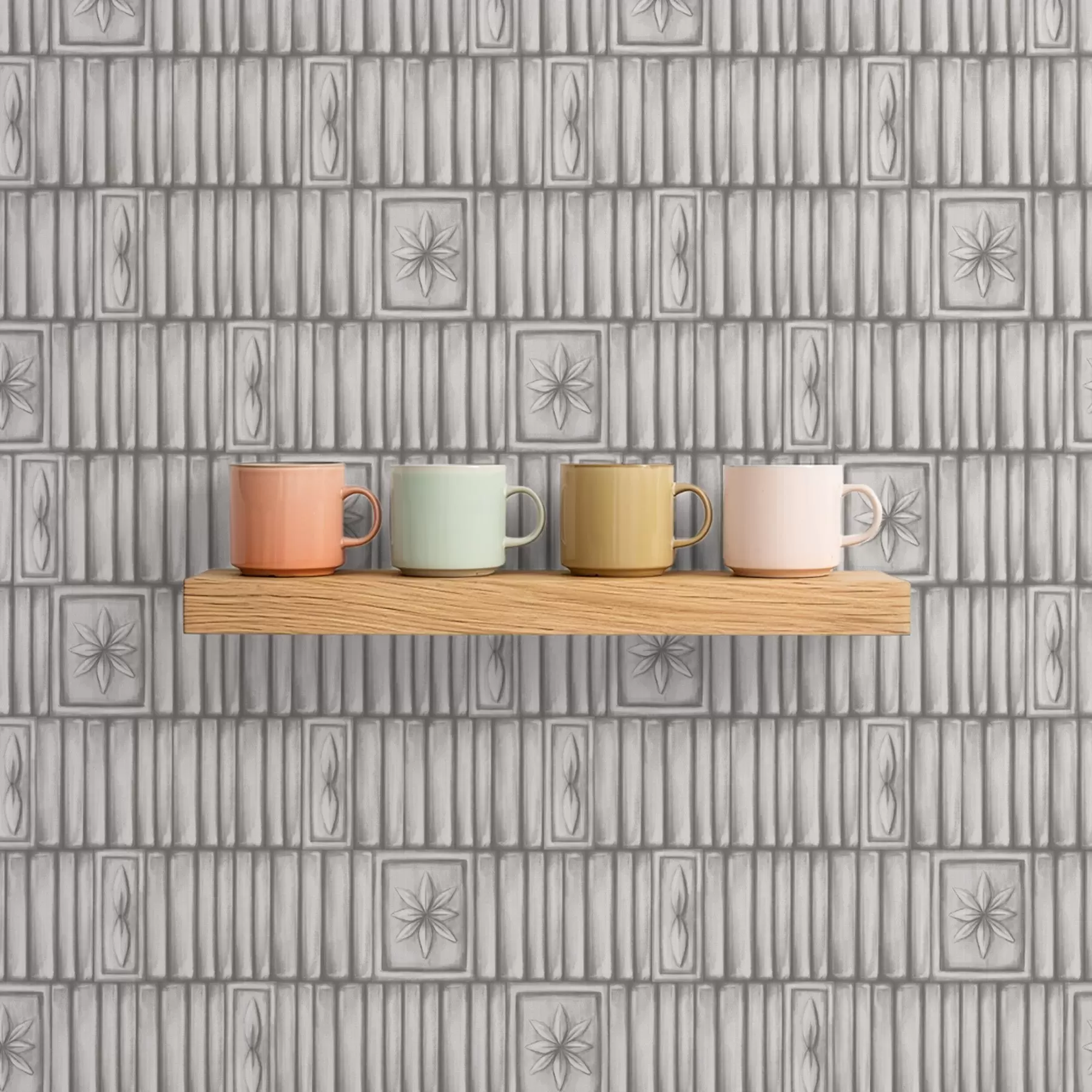 Fototapet Vertikala paneler med grafiska blommiga insatser a01058