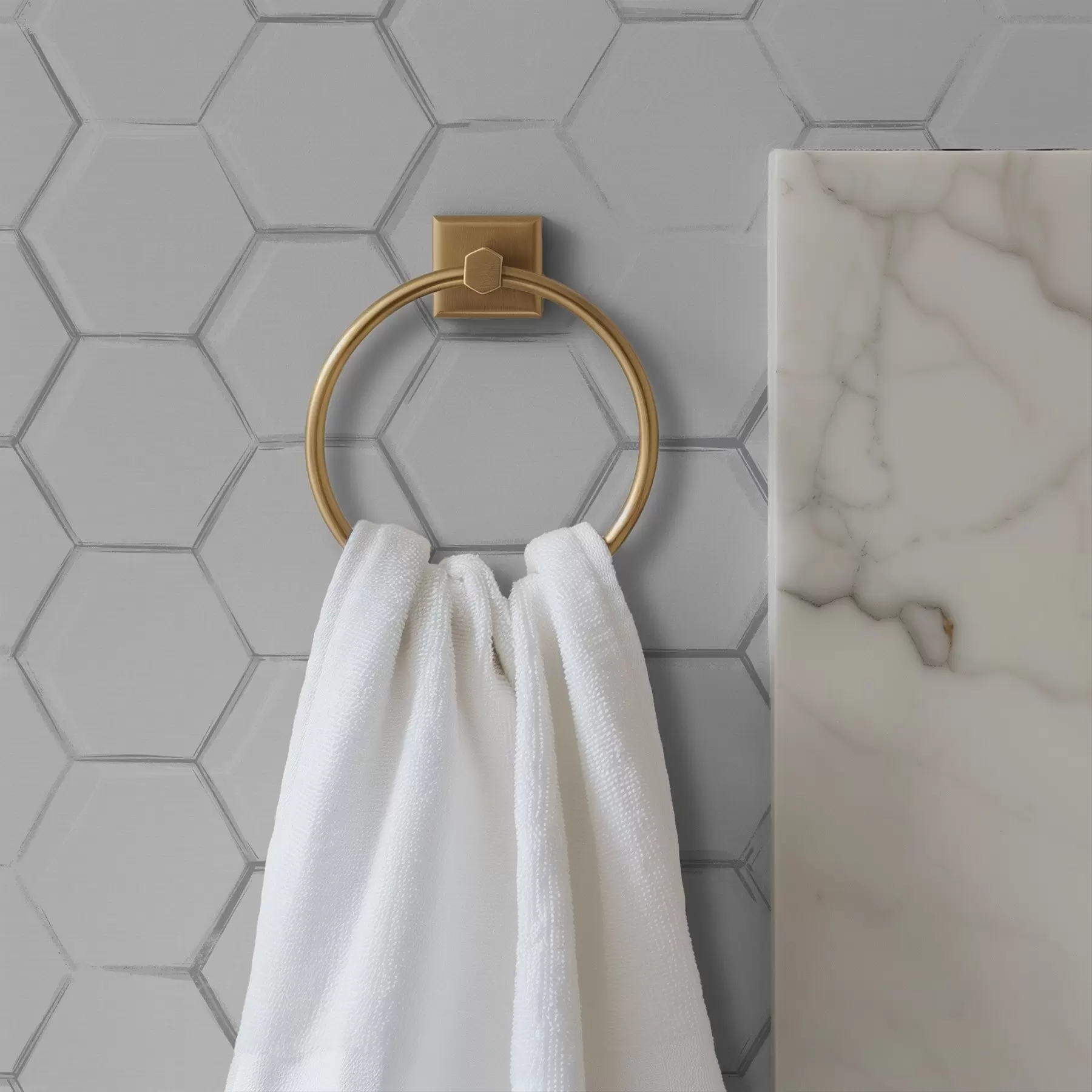 Fototapet Vita tredimensionella hexagoner på en slät bakgrund a01059