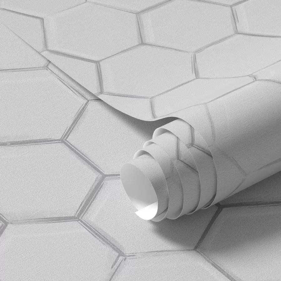 Fototapet Vita tredimensionella hexagoner på en slät bakgrund a01059