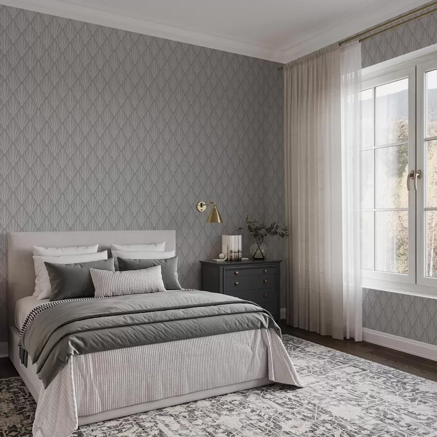 Fototapet Grå art déco med fläktformade former a01064