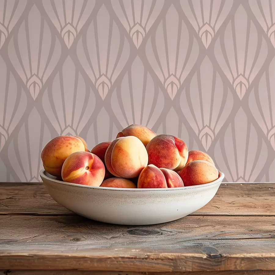 Fototapet Puderbeige Art Deco med mjuka fläktar a01064v1