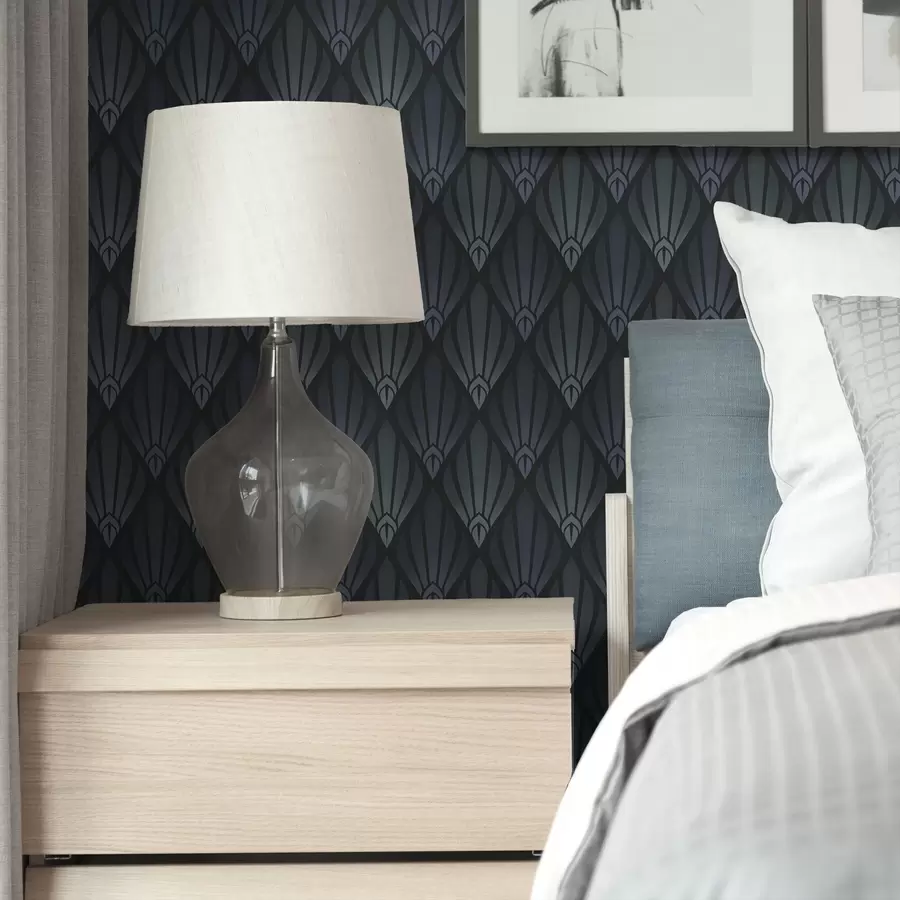 Fototapet Snygg blågrå art déco med fläktformade former a01064v3