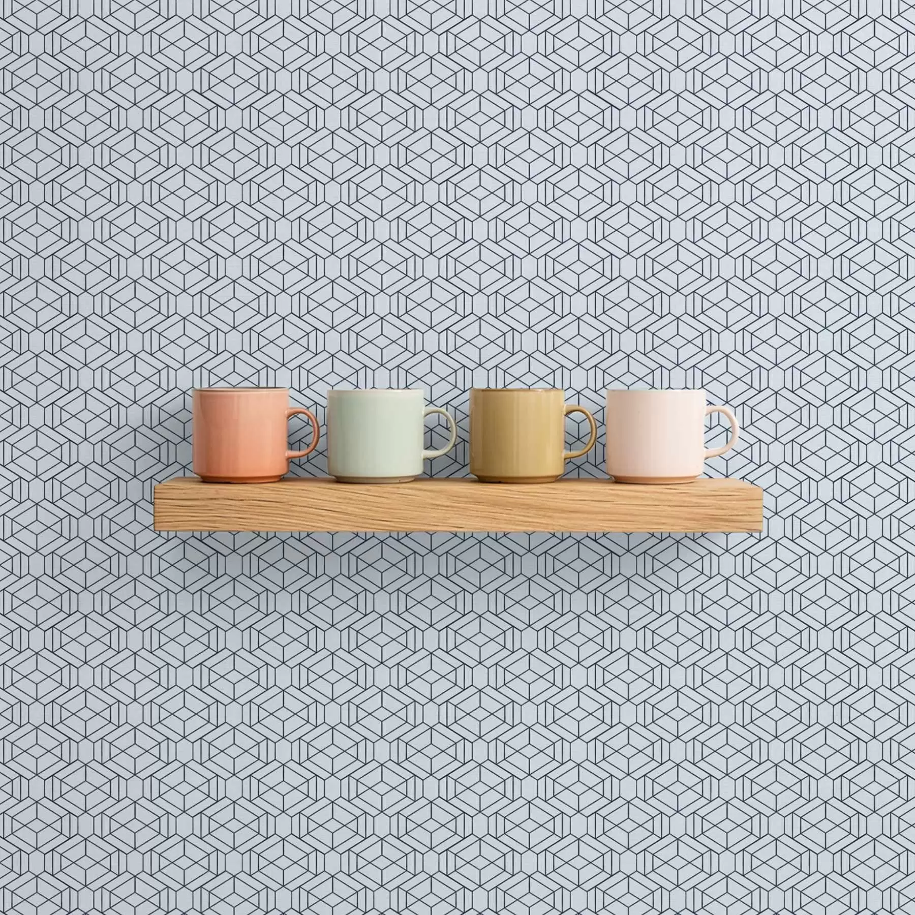 Fototapet Ljusblått geometriskt kubmönster a01066