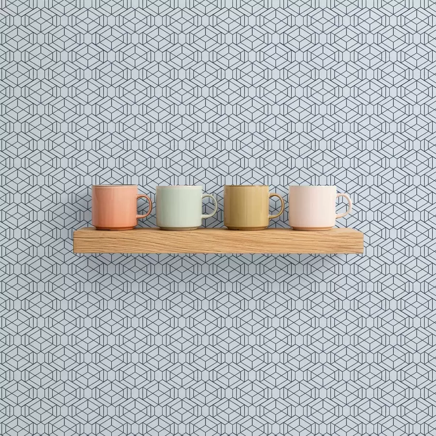 Fototapet Ljusblått geometriskt kubmönster a01066