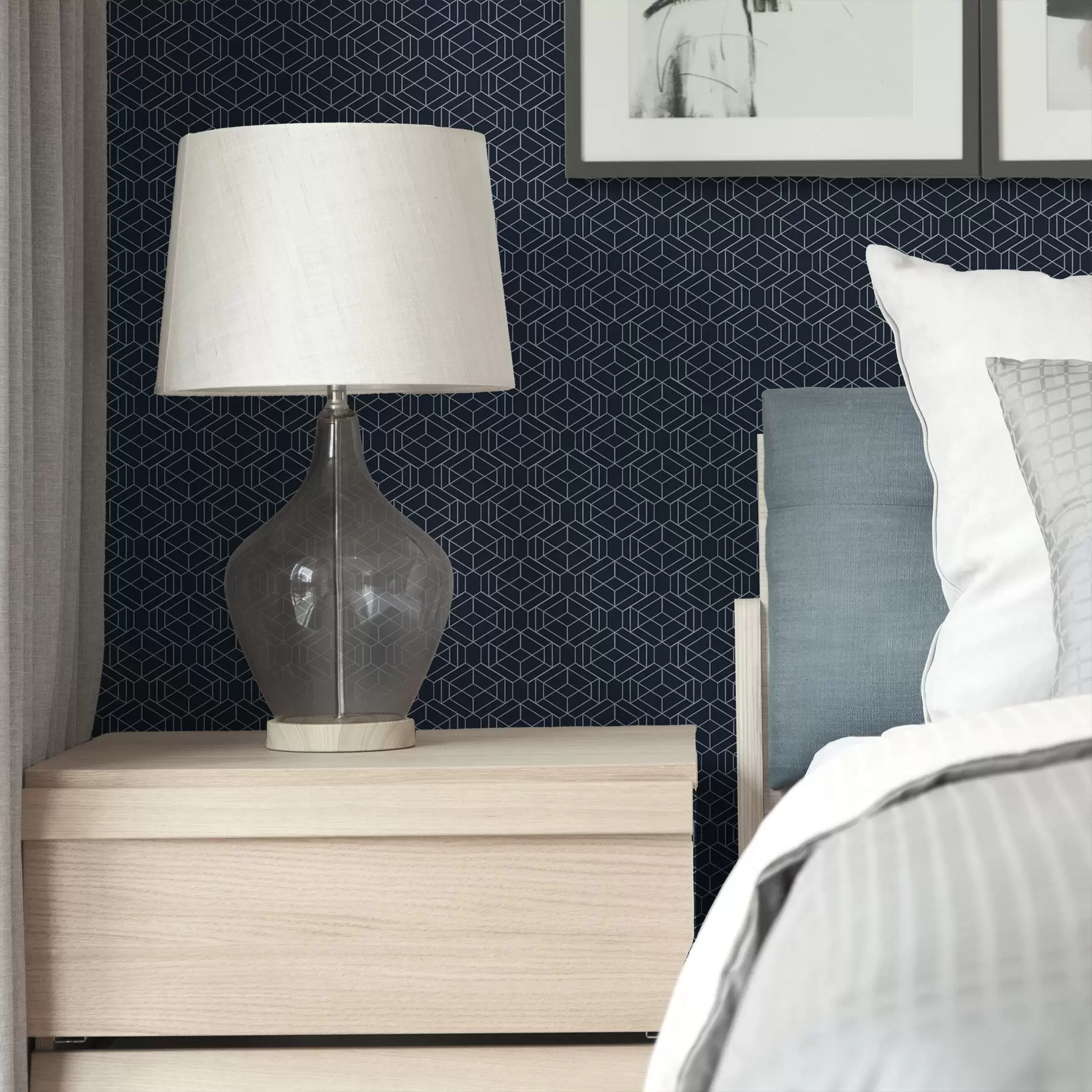 Fototapet Mörkblå geometrisk kubgitter a01066v1