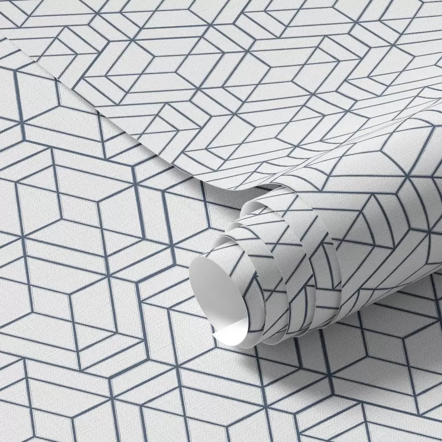 Fototapet Vit bakgrund med blå tredimensionella geometriska kuber a01067
