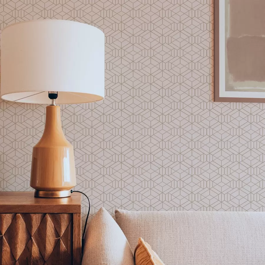 Fototapet Varm beige bakgrund med fina grafiska kuber a01067v3