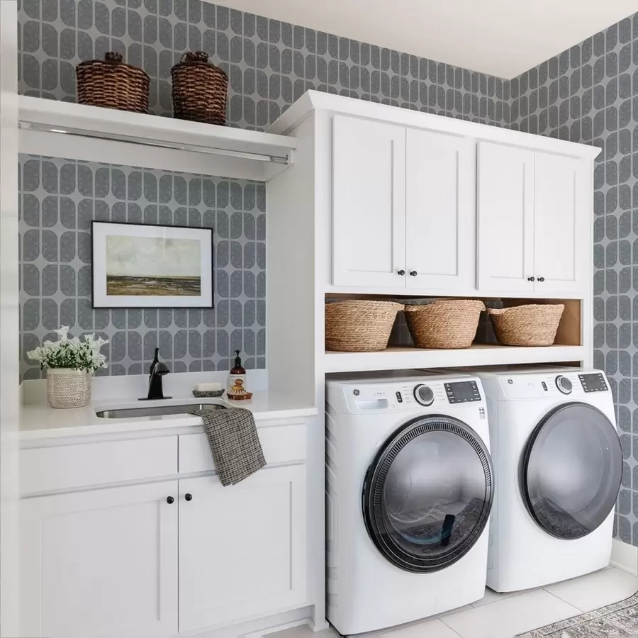 Fototapet Grå mosaik med rektangulära bågar och mjuk struktur a01068