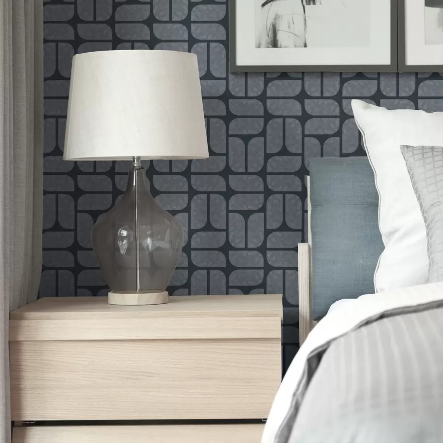 Fototapet Mörk bakgrund med grå mosaik av rundade moduler a01069v1