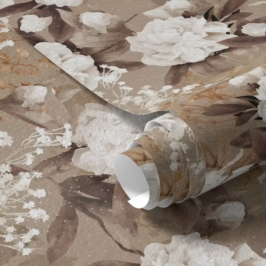 Fototapet Varma beige pioner på en strukturerad bakgrund a01087