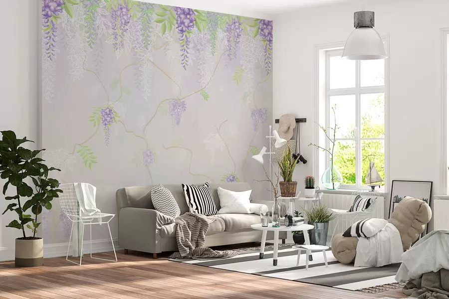 Fototapet Elegant blommönster i pastellfärger w01685