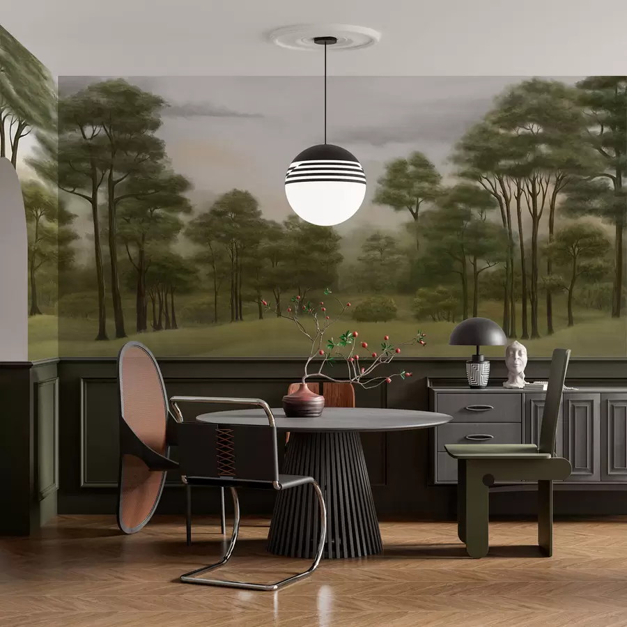 Fototapet Lugnt skogslandskap i mjuka nyanser w02193