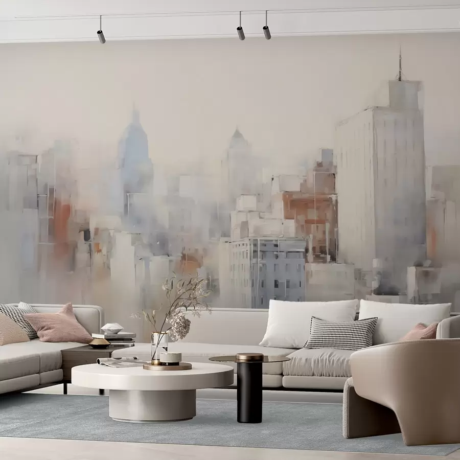 Fototapet Abstrakt stadsimitation av målning w04897