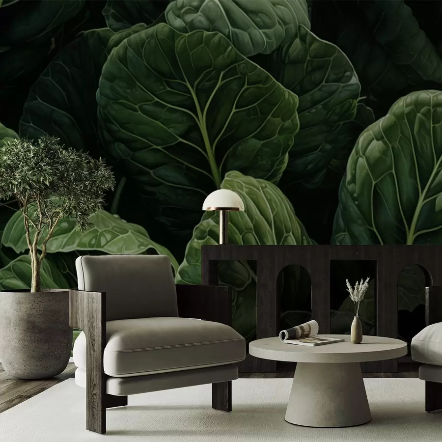 Fototapet Lekfulla gröna blad w05043