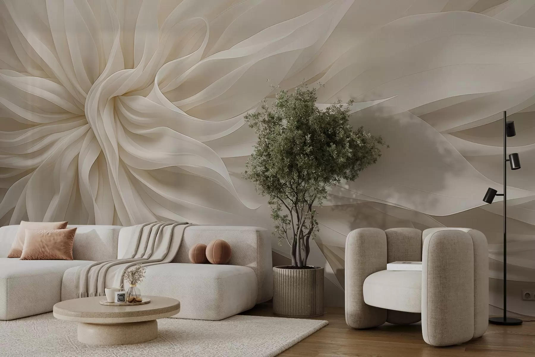 Fototapet Silkeslena ljusblad w05050