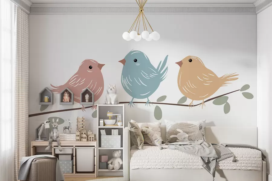 Fototapet Fåglar på en gren w05099