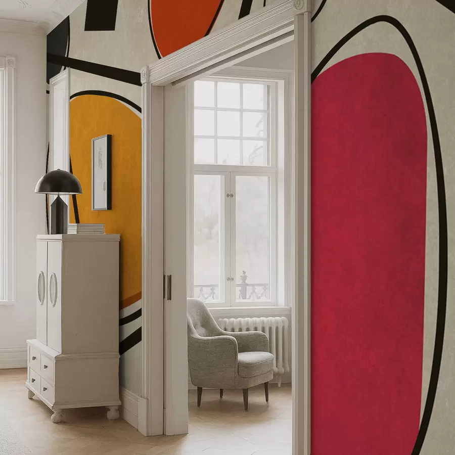 Fototapet Abstrakta former och linjer med djärva färgfält w05017