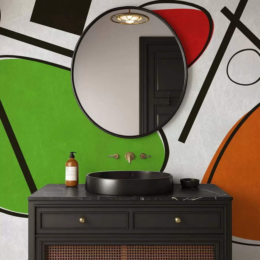 Fototapet Abstrakta geometriska former med linjer och djärva färgytor w05017v1