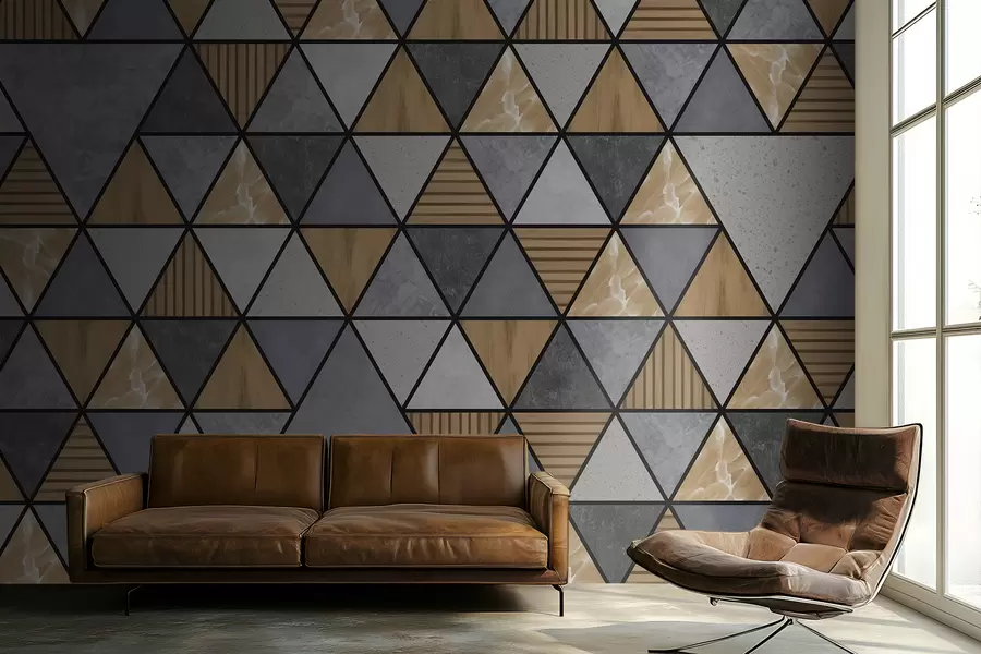 Fototapet Triangelformad dekoration i neutrala och varma färger w05096v1