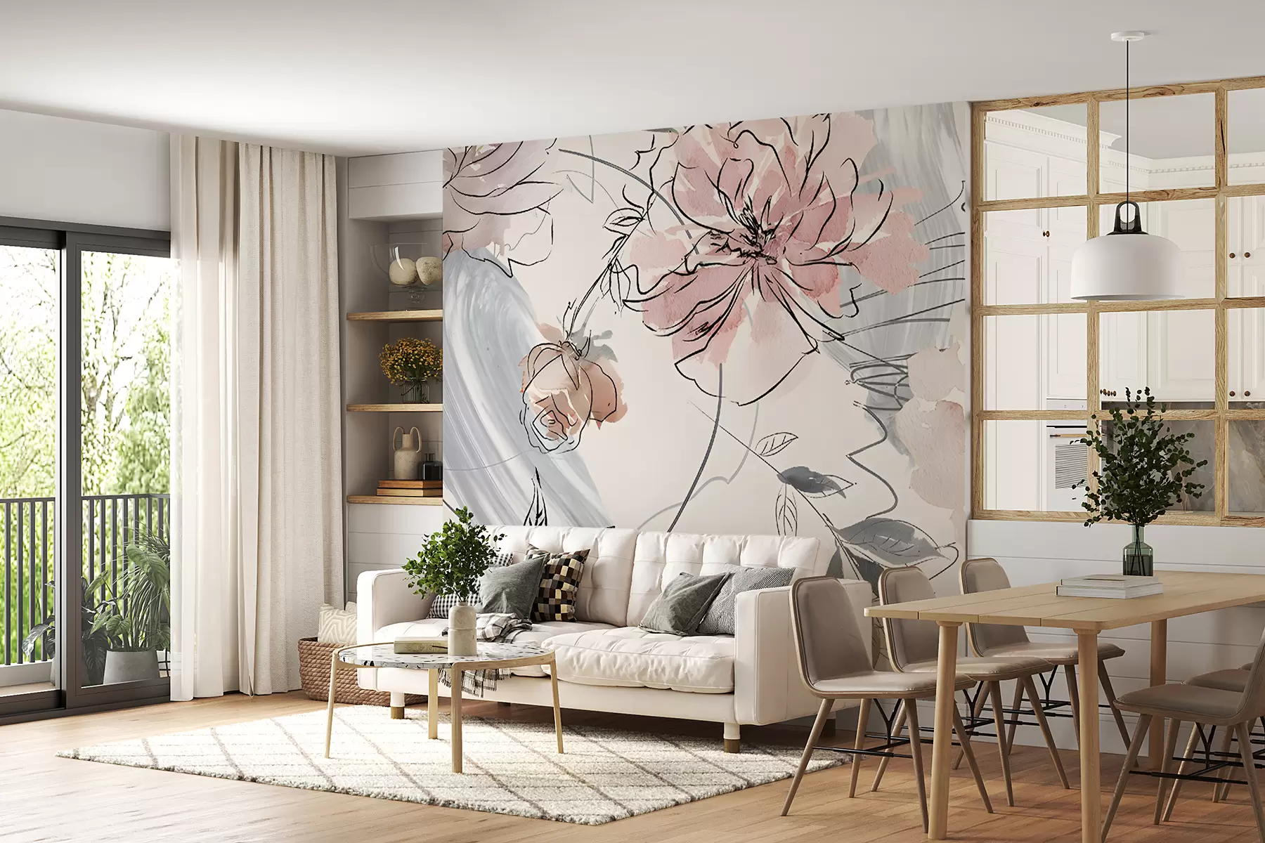 Fototapet Akvarell blommor u71515