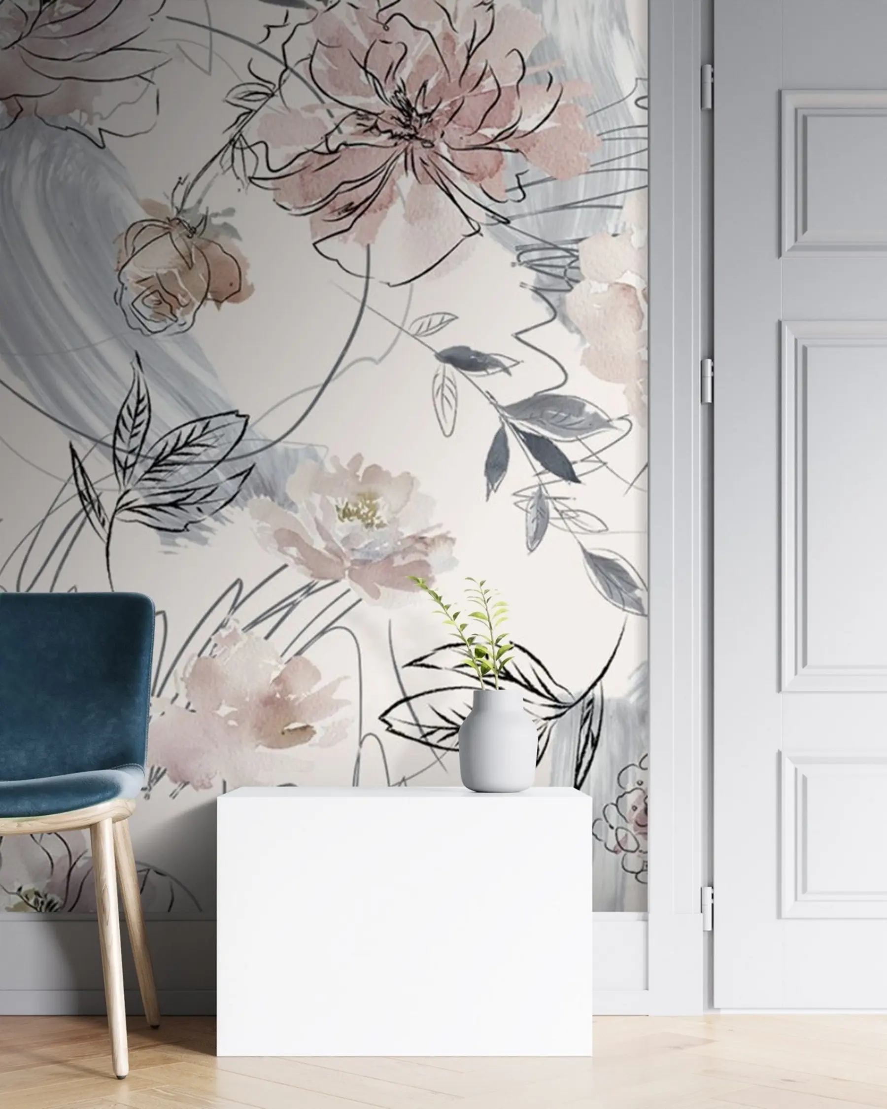 Fototapet Akvarell blommor u71515