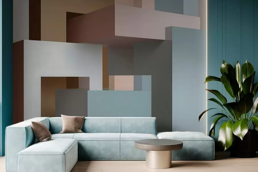 Fototapet abstrakt geometri i 3D-stil w05065