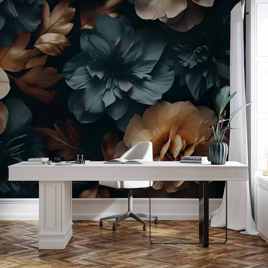 Fototapet Mörkblommande trädgård w05007