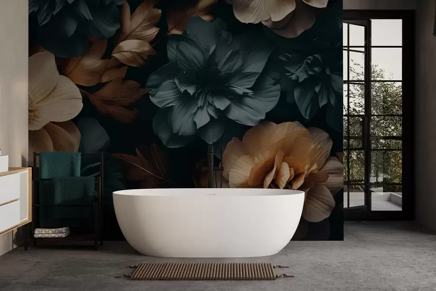 Fototapet Mörkblommande trädgård w05007