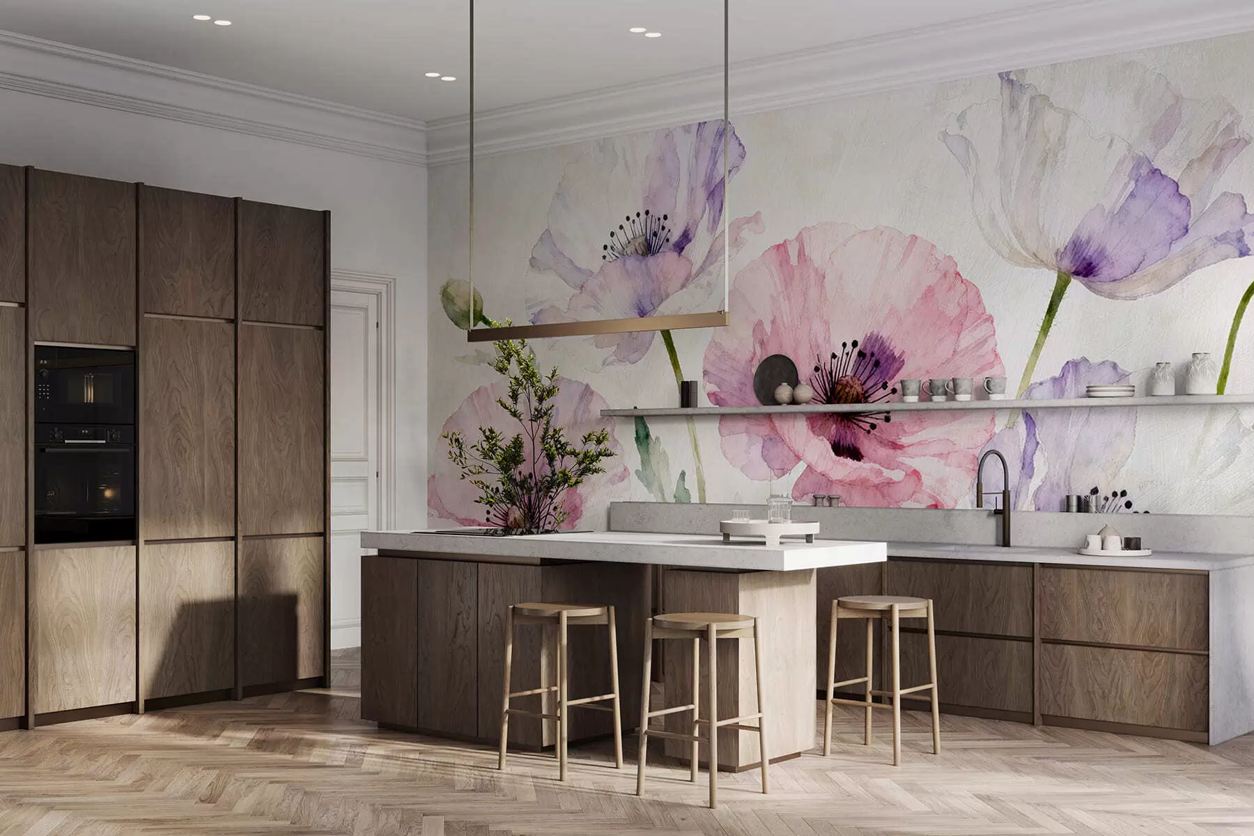 Fototapet Vallmo i akvarell w05174