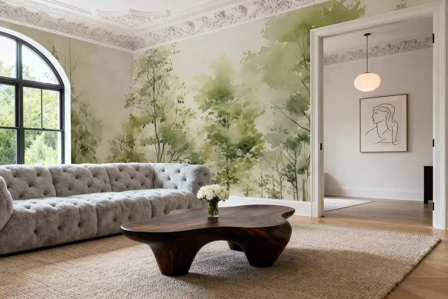 Fototapet Akvarell lövskog w05180