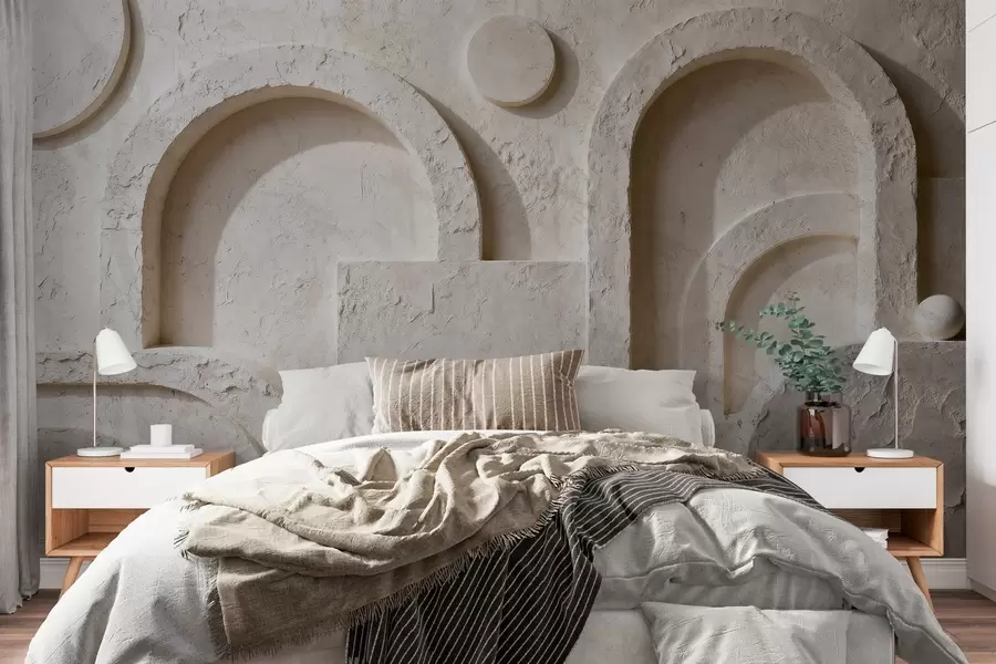 Fototapet Volymetrisk geometri gjord av betong w05186