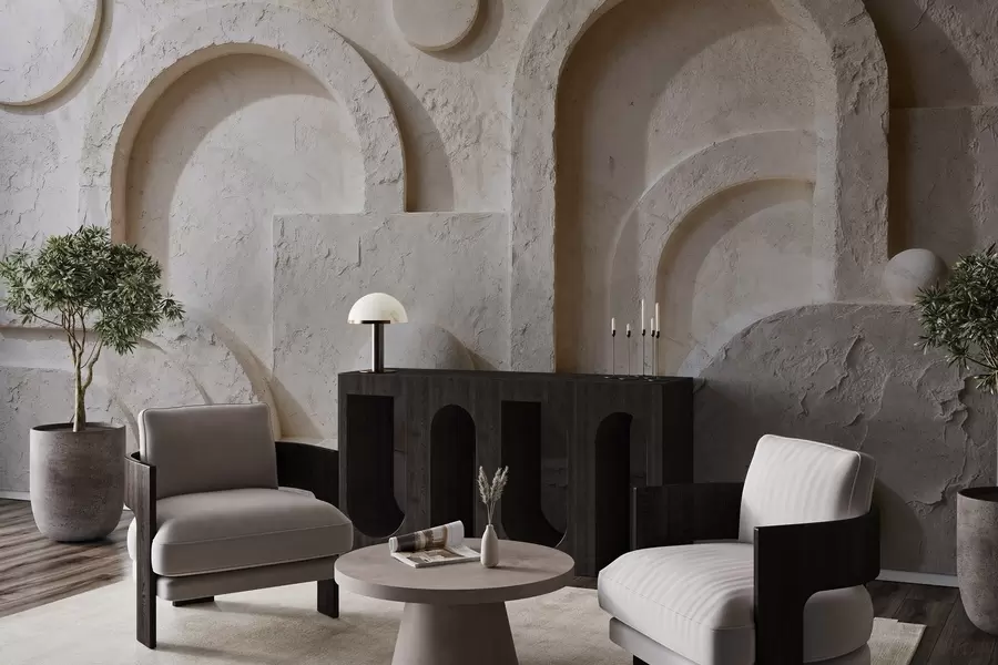 Fototapet Volymetrisk geometri gjord av betong w05186