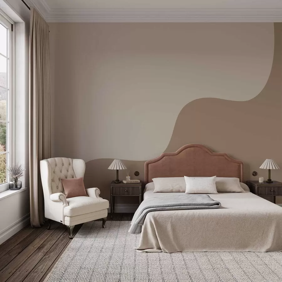 Fototapet Mjuka abstrakta former i ljusbeige och bruna toner w05097v2