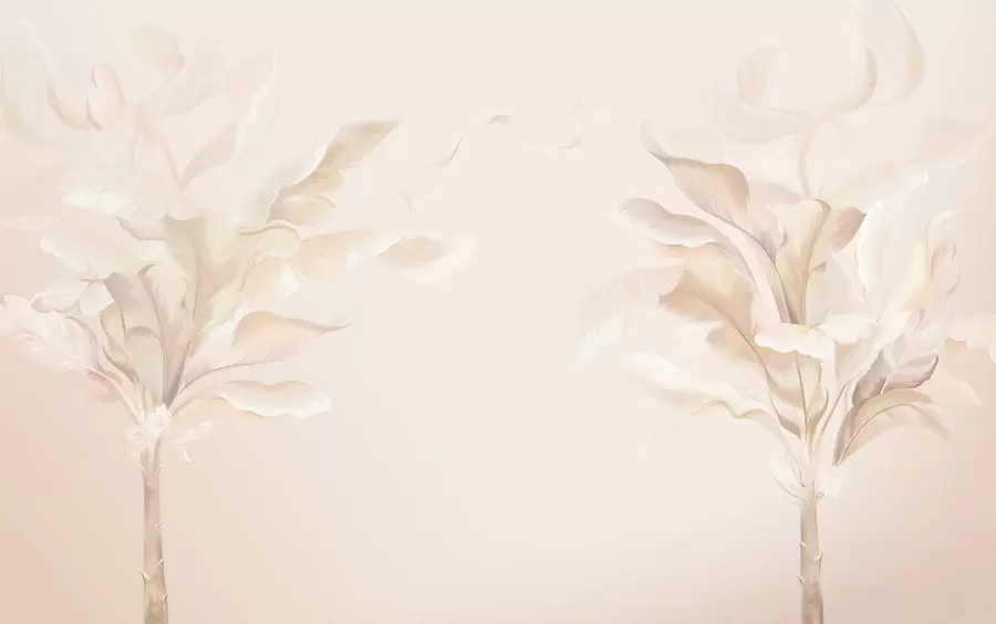 Fototapet Luftiga dekorativa växter i varma krämiga toner w05126