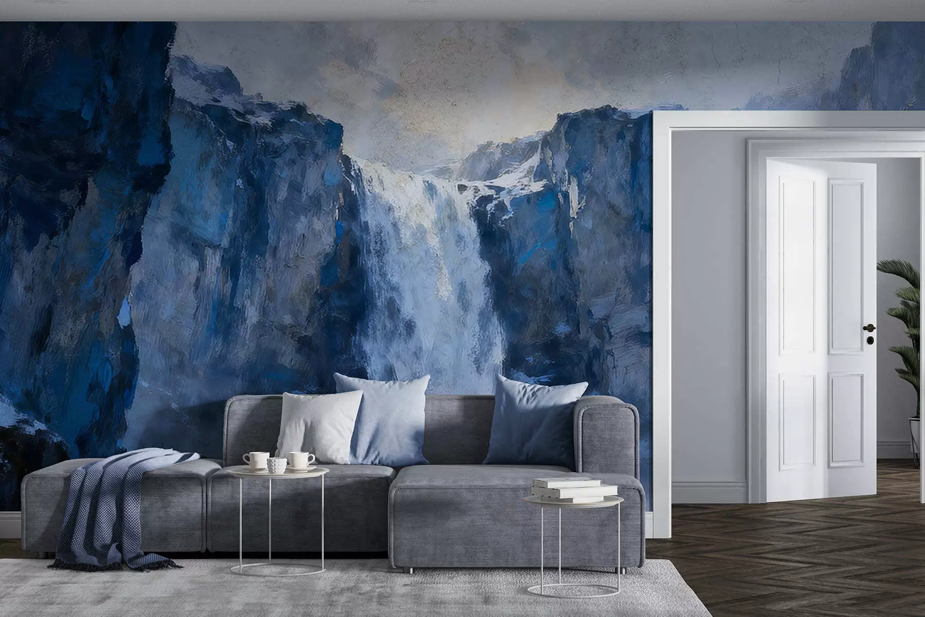 Fototapet Grunge-stil målad vattenfall w05177