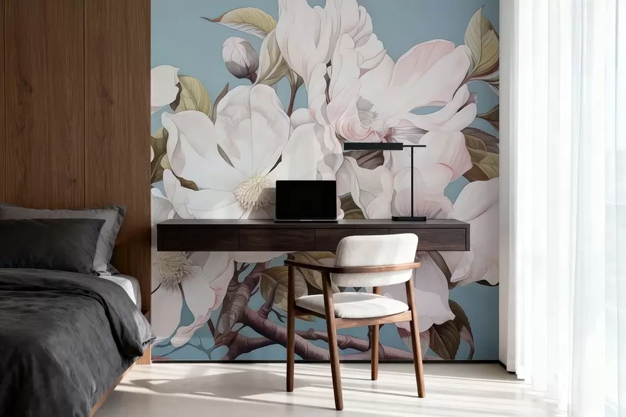 Fototapet Frodiga blommor på en trädgren w05178