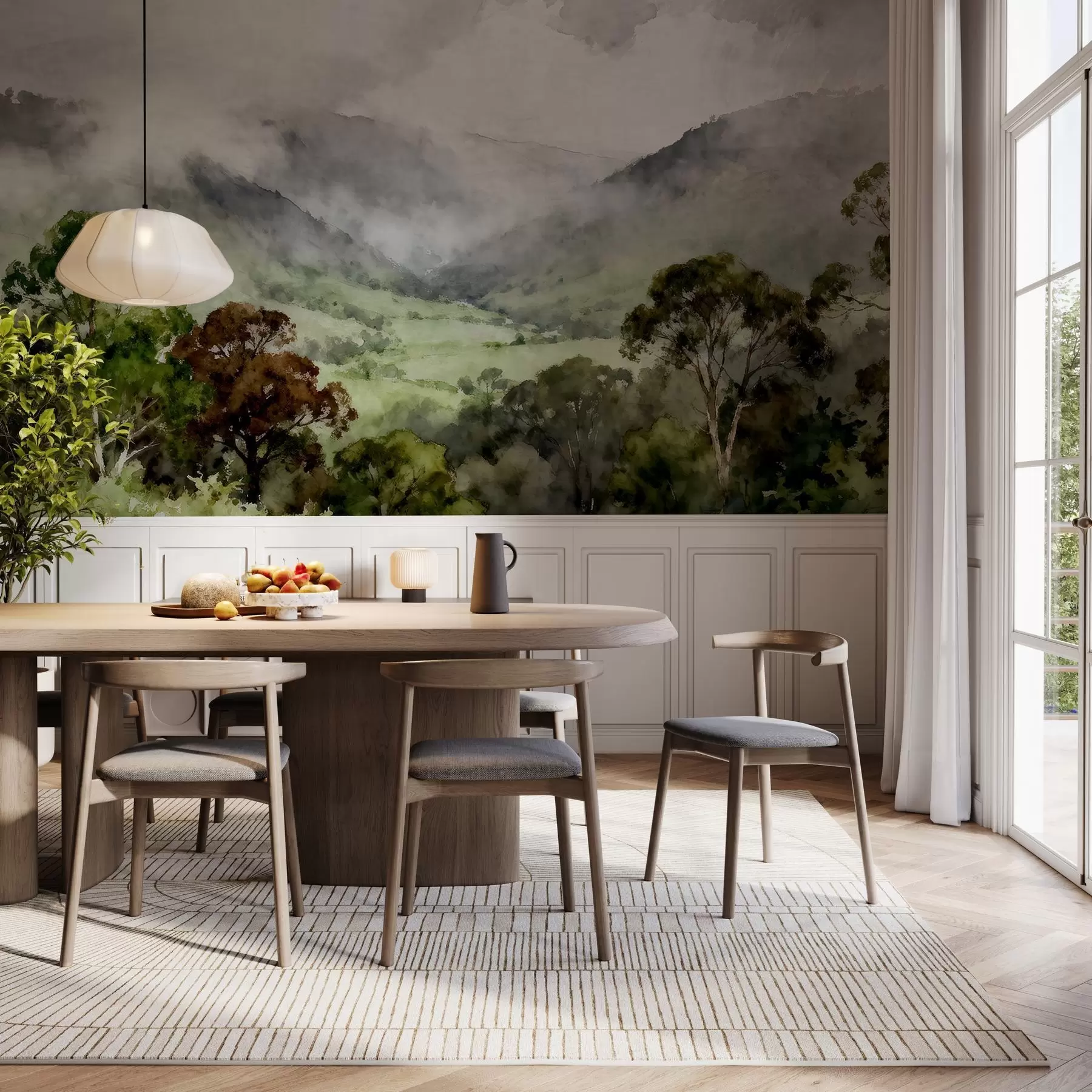 Fototapet Målat landskap i dimman w05185