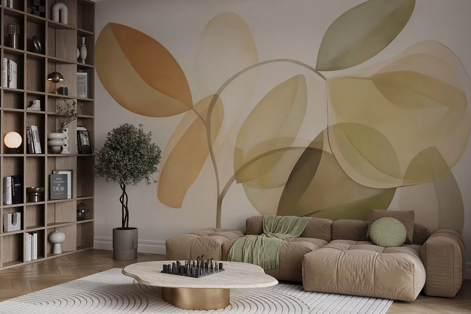 Fototapet Abstrakt blad imitation av målning w05208