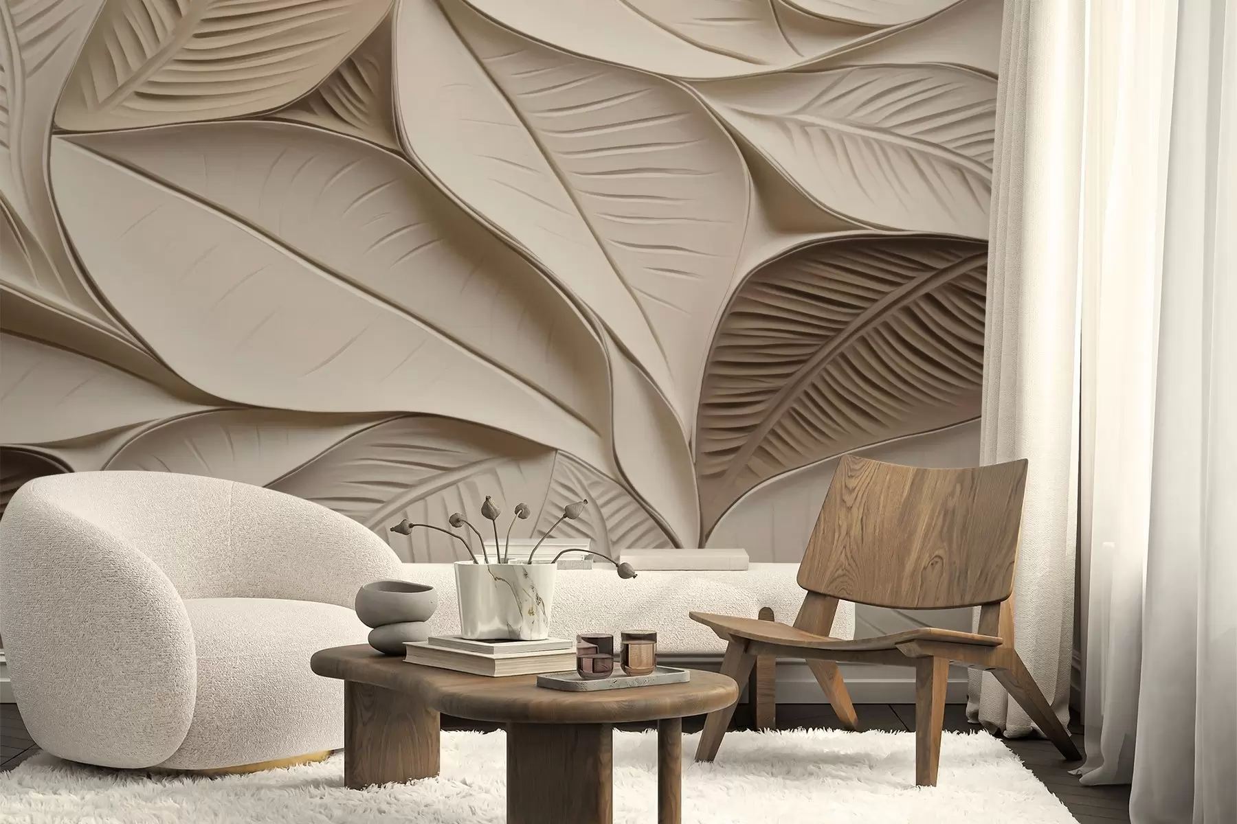 Fototapet Abstrakta blad med ådror w05209