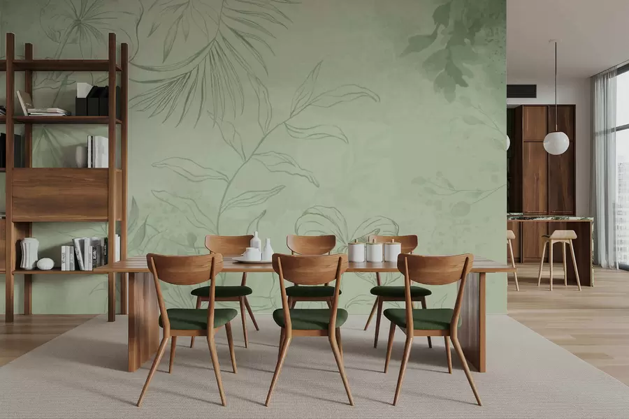 Fototapet Linjära växter på sval blå bakgrund w05128v2