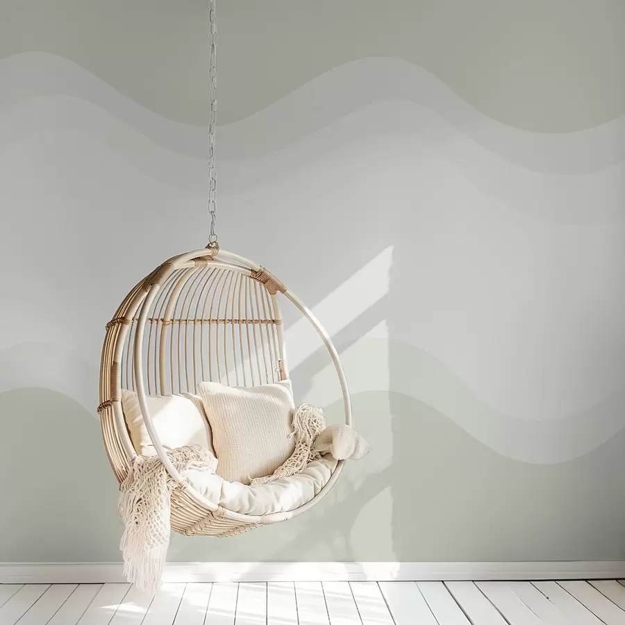 Fototapet Abstrakta vågor i ljusgrön palett w05132v1