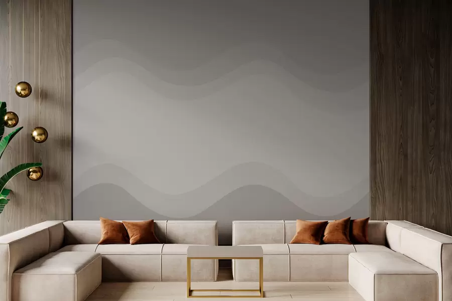 Fototapet Abstrakta vågor i neutral beige palett w05132v3