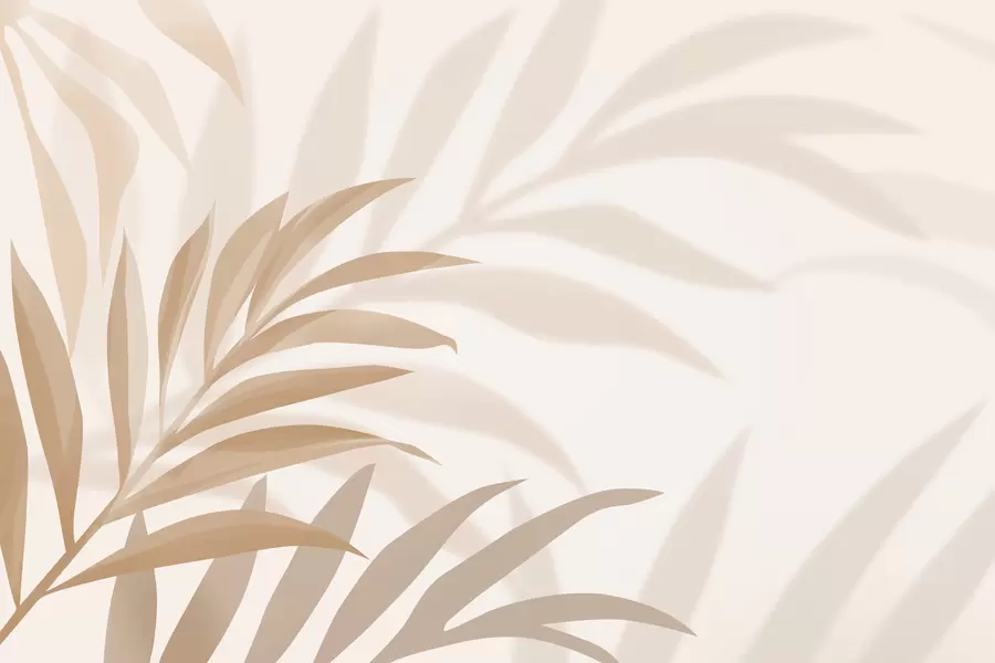 Fototapet stora böjda palmblad i beige och bruna nyanser w05211