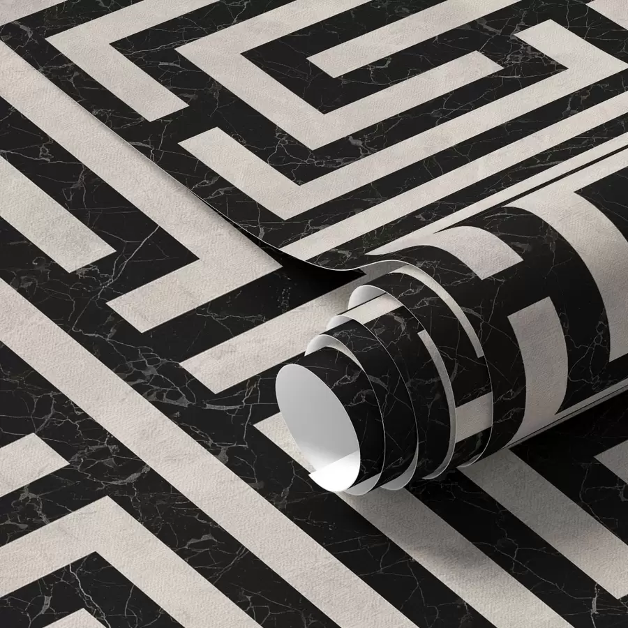 Fototapet Svartvitt geometriskt labyrintmönster a01073
