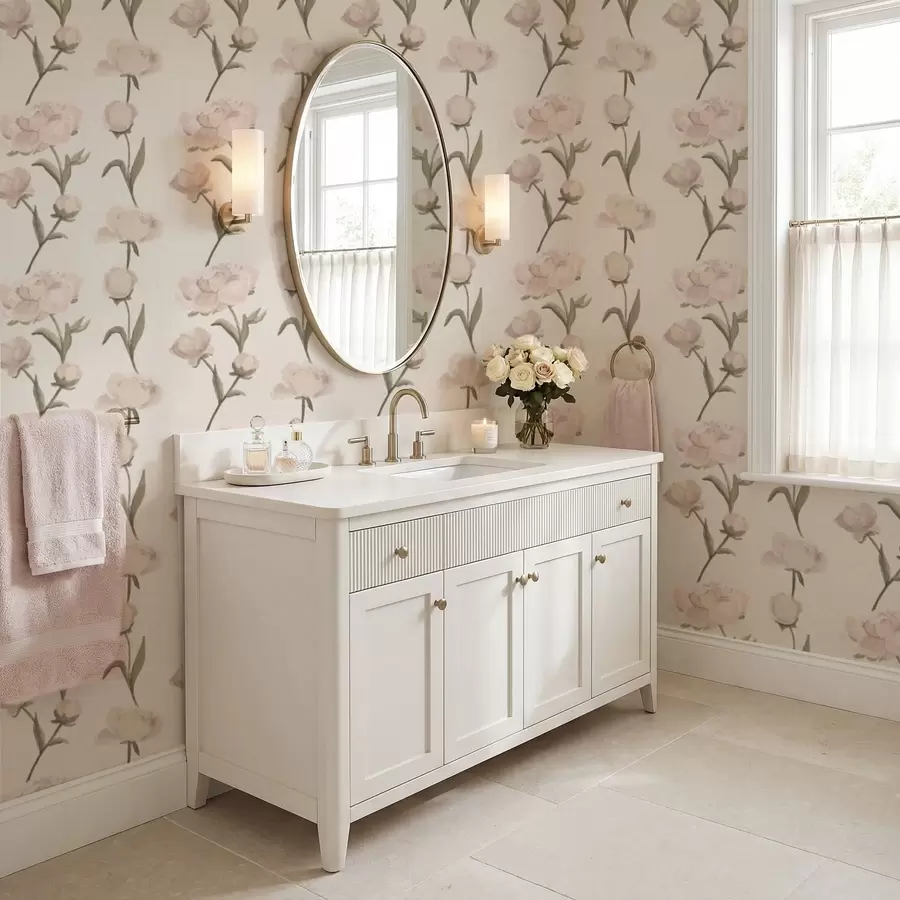 Fototapet Mjukrosa pioner på ljus bakgrund a01114