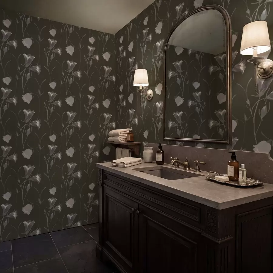 Fototapet Grå klockblommor på mörk bakgrund a01119v1