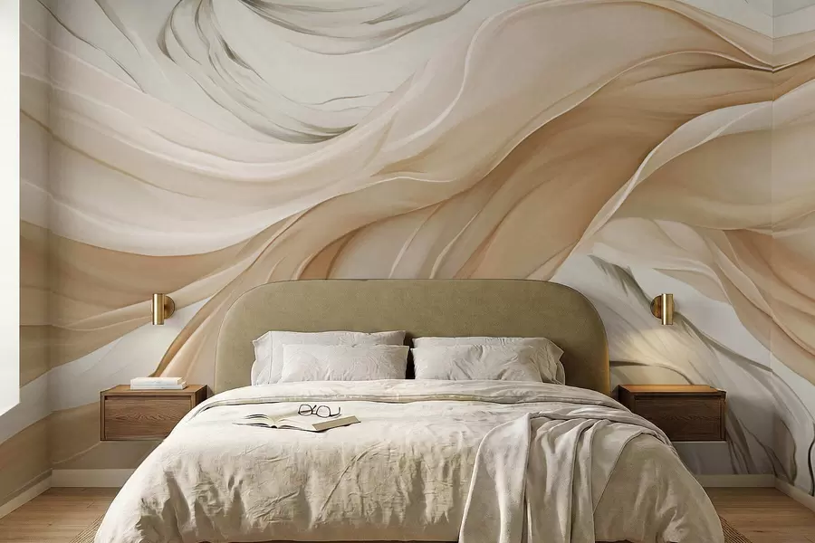 Fototapet Flödande beige tygvågor w05152