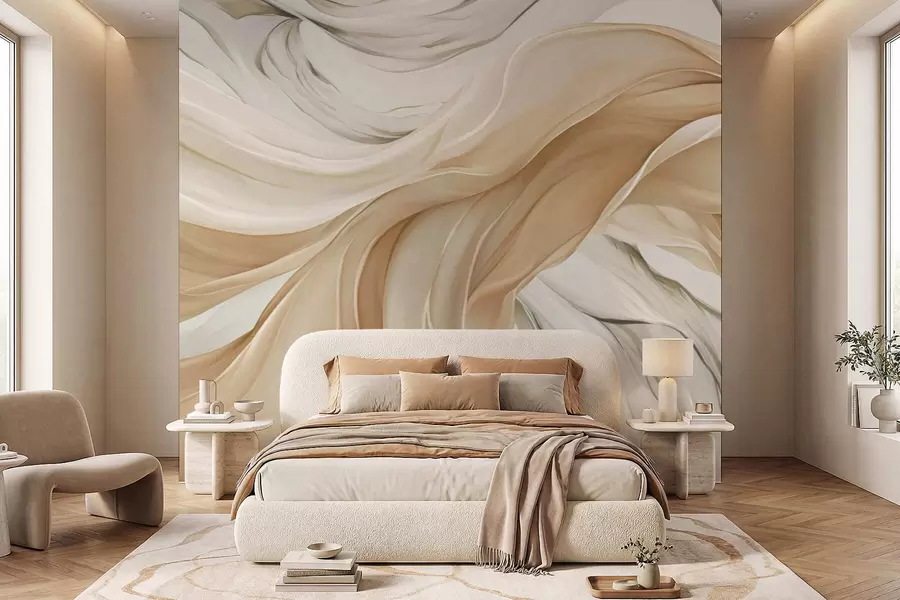 Fototapet Flödande beige tygvågor w05152