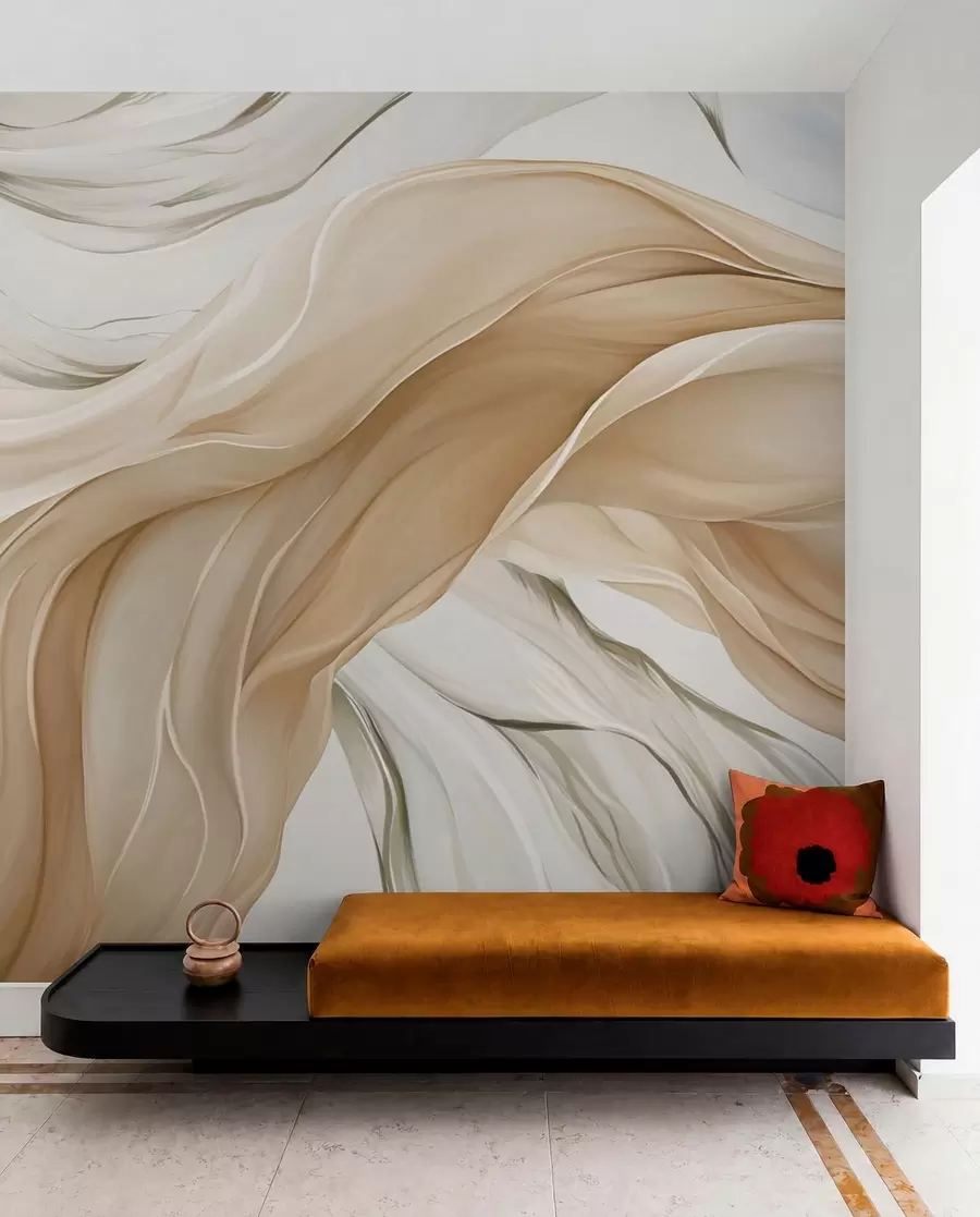 Fototapet Flödande beige tygvågor w05152