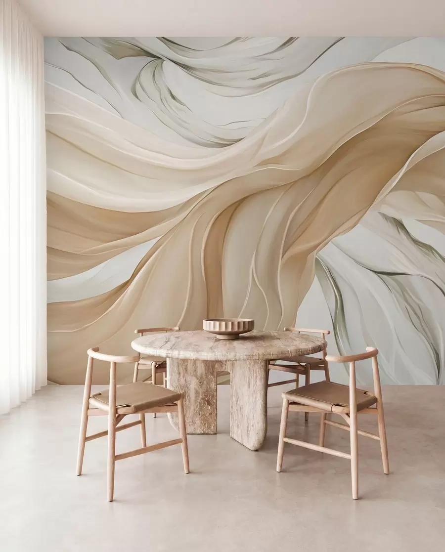 Fototapet Flödande beige tygvågor w05152